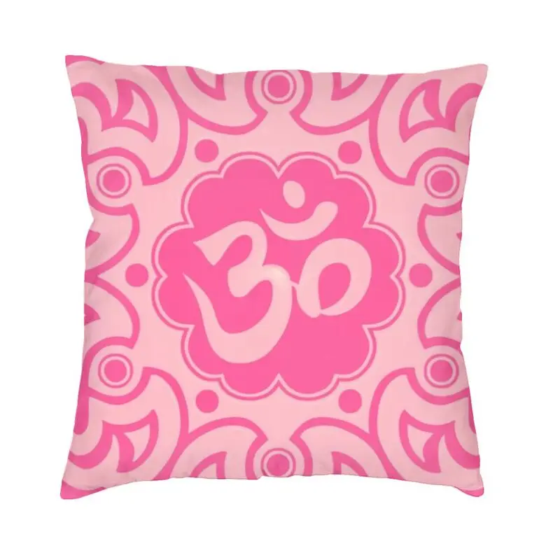 

Pink Lotus Flower Yoga Om Cushion Cover Sofa Home Decor Mandala Buddhism Aum Throw Pillow Case 45x45cm Polyester Pillowcase