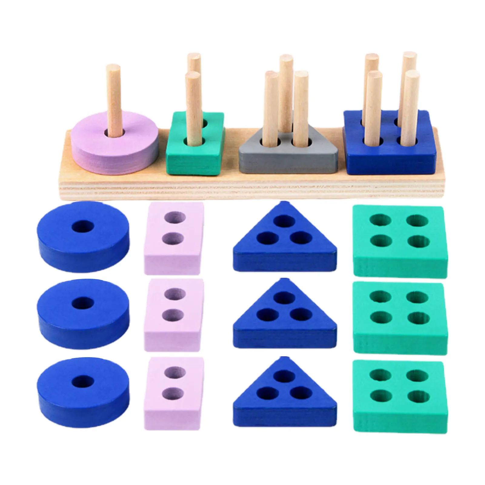 

Набор деревянных строительных блоков, безопасные гладкие штабелируемые блоки геометрической формы, интерактивные обучающие игрушки для дошкольного обучения