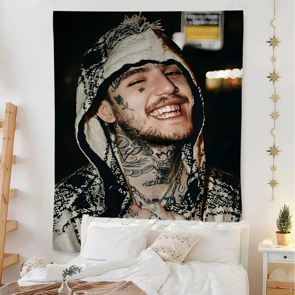 Большой настенный гобелен с рэперской певью Lil Peep декоративный Будды в индийском