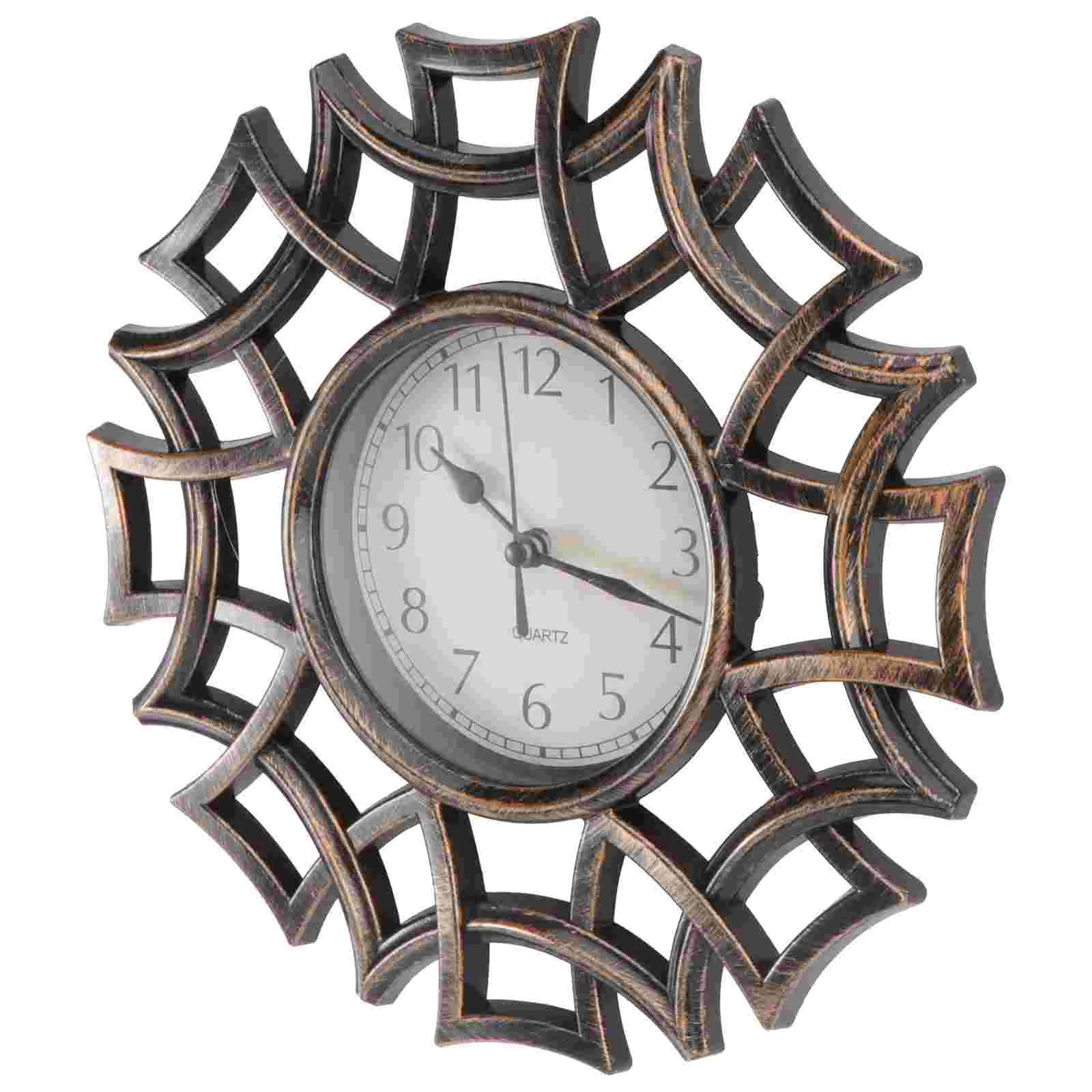 

Vintage Dial Clock European Hollowed-out Silent Clock 3D Large Decorative Wall Clock for Living Room Bedroom Kitchen(Black)