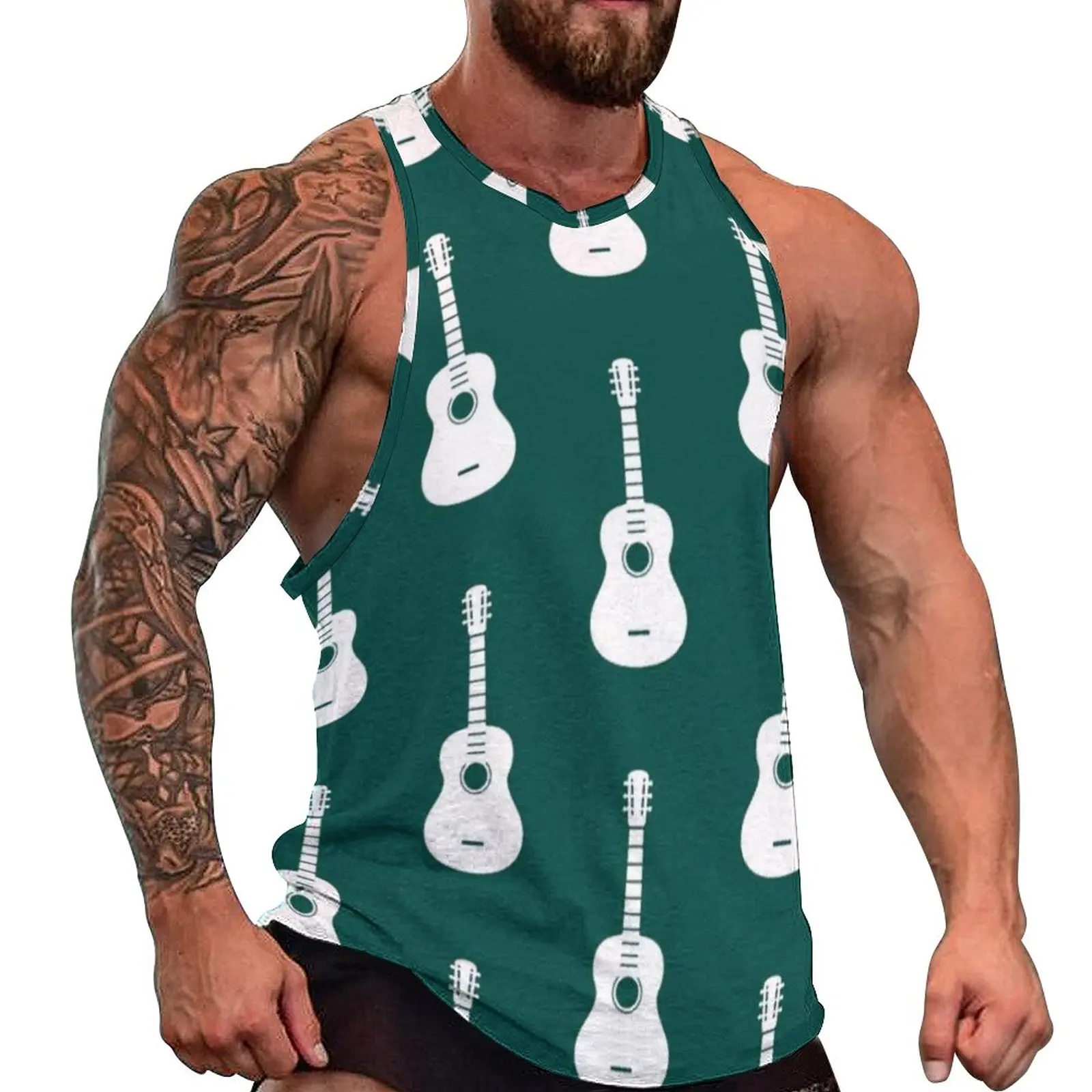 

Майка для электрогитары Мужская, топ для музыки, Повседневная дизайнерская уличная одежда для спортзала, рубашки большого размера без рукавов