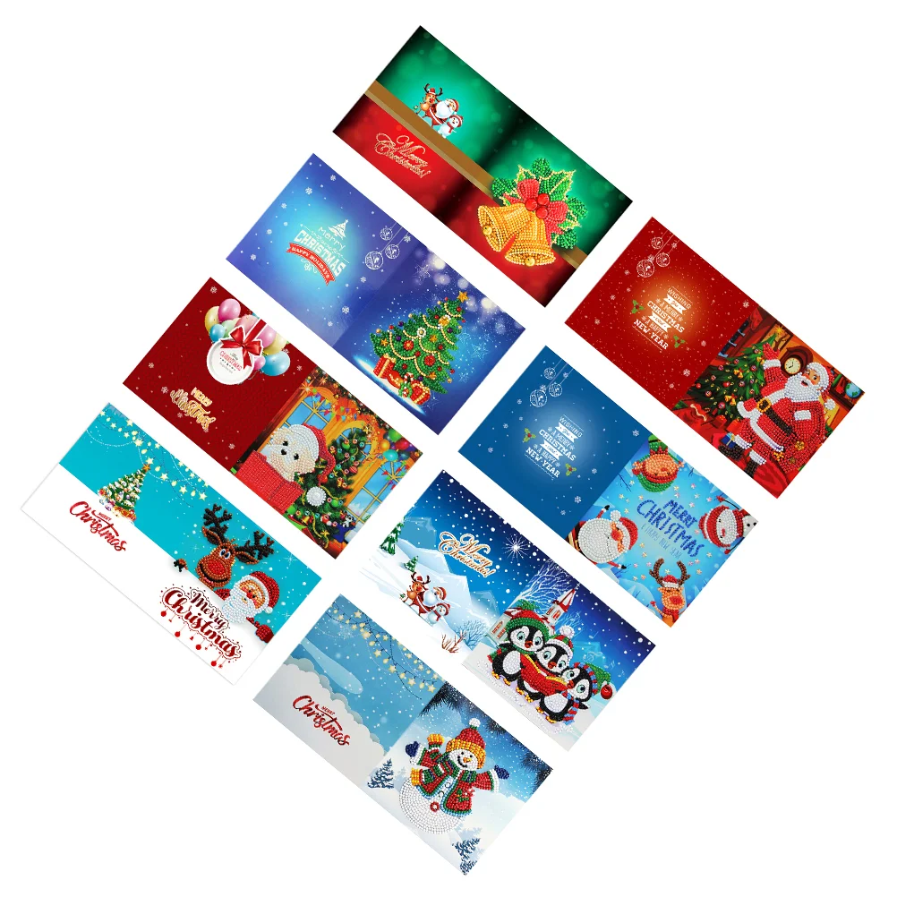 

8pcs DIY Xmas Greeting Cards beads painting Greeting Cards (Assorted Color)