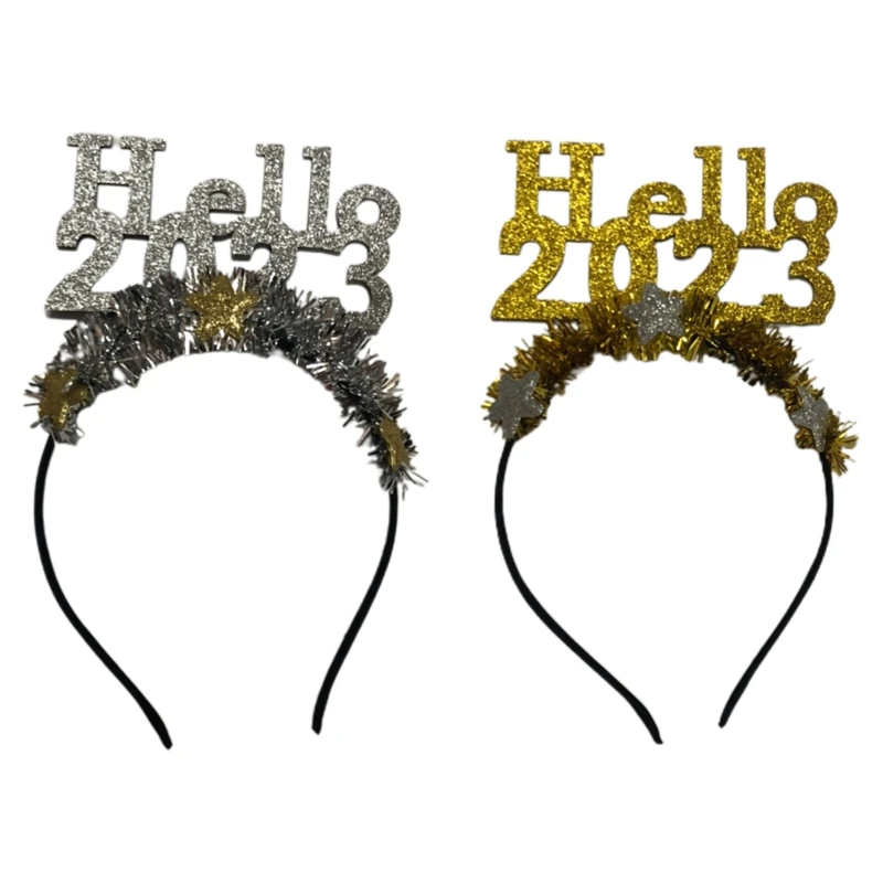 

Unisex HELLO 2023 for Head Hoop New Year Hairband Make Up Shinning Hair Ornament
