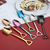 1pc stainless steel coffee tea spoon creative retro shovel scoop for dinner ice cream dessert watermelon kitchen tableware