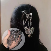 women hollow out butterfly heart tassel hair claw clips girl vintage metal silver color harajuku hair clips jewelry accessories