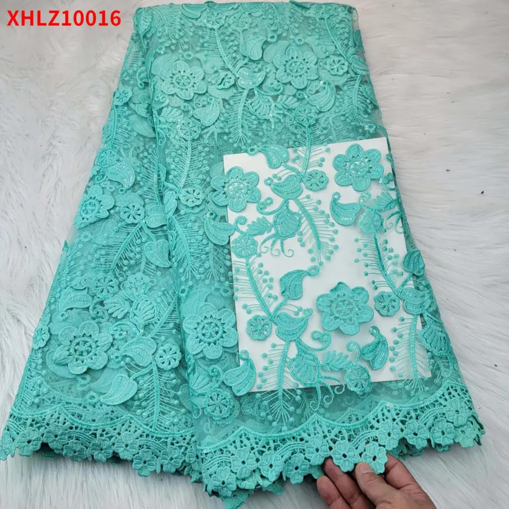 

Disconut African Apparel High needle mesh Sequin ​Bridal Wedding dress fabric ​​Fine ​Nigerian Tulle Net Lace Cloth XHLZ10016 b