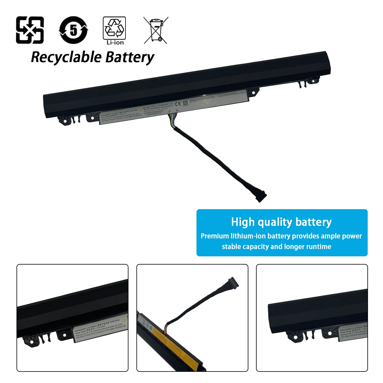 Новый аккумулятор для ноутбука L15L3A03 L15S3A02 L15C3A03 Lenovo Ideapad 110-15ACL 110-15IBR 10 8 В 24 Втч 2200 мАч