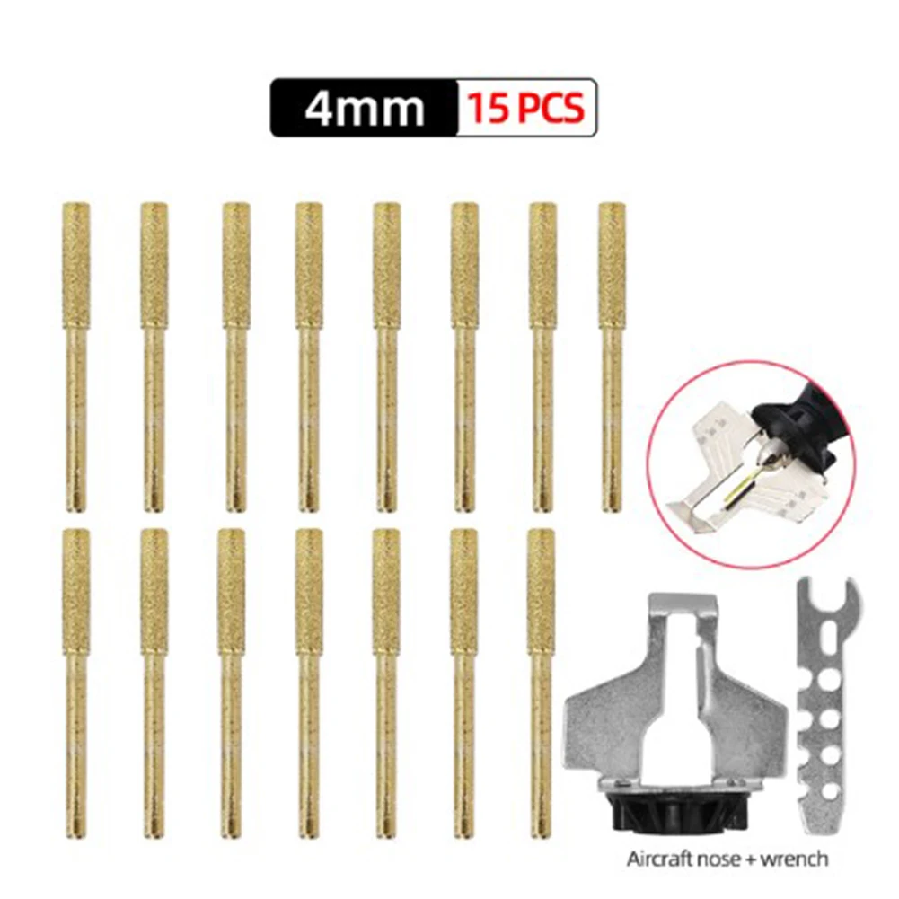 

15Pcs Diamond Coated Cylindrical Burr Set 4/4.8/5.5mm Chainsaw Sharpener Stone File Carving Abrasive Grinding Polsishing Tool