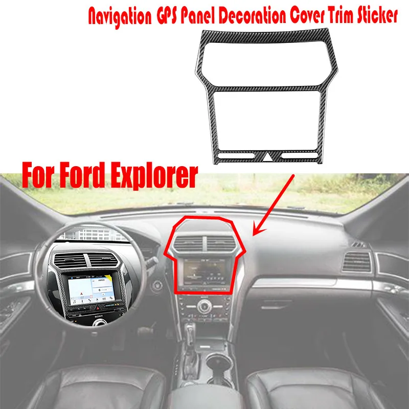 

LHD For Ford Explorer 2016-2019 Carbon Fiber Car Interior Parts Navigation GPS Panel Decoration Cover Trim Sticker