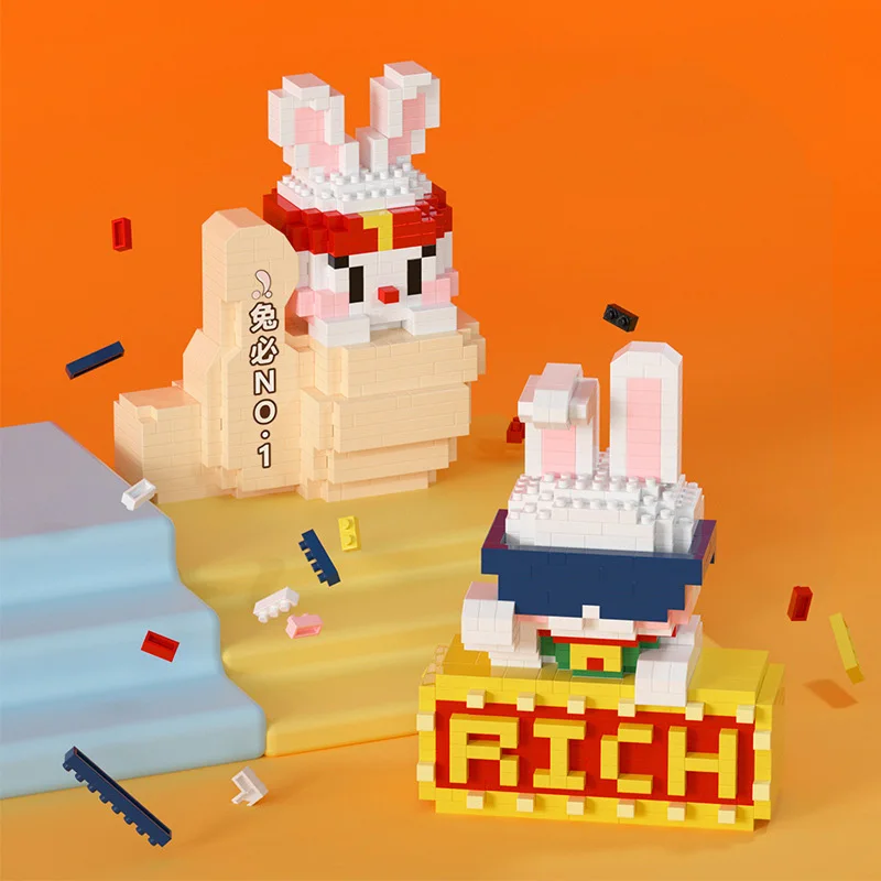 

Милые Мультяшные животные модные микро бриллиантовые блоки богатый кролик сборные строительные кирпичи нанокирпичи обучающие игрушки для детей Подарки