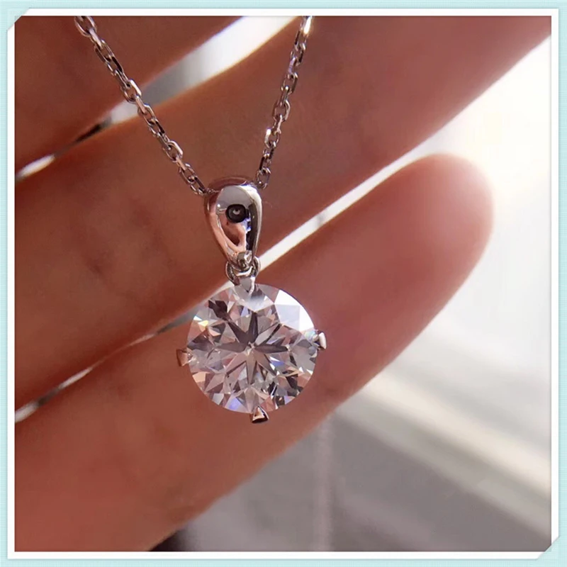 

Huitan Single Round Cubic Zirconia Pendant Necklace for Women Silver Color O Chain Simple Accessories Eternity Jewelry