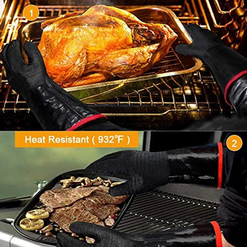 Горячие термостойкие перчатки для барбекю гриля с длинными рукавами
