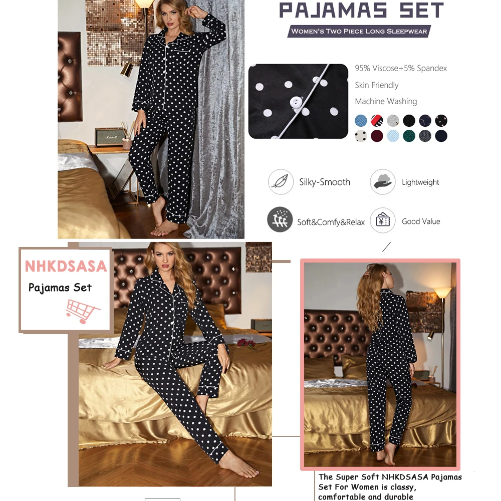 New Brand Pajama Set For Women's Sleepwear Long Sleeve Pyjamas Trousers Suit Printing Fashion 2 Pieces Soft Nightgown