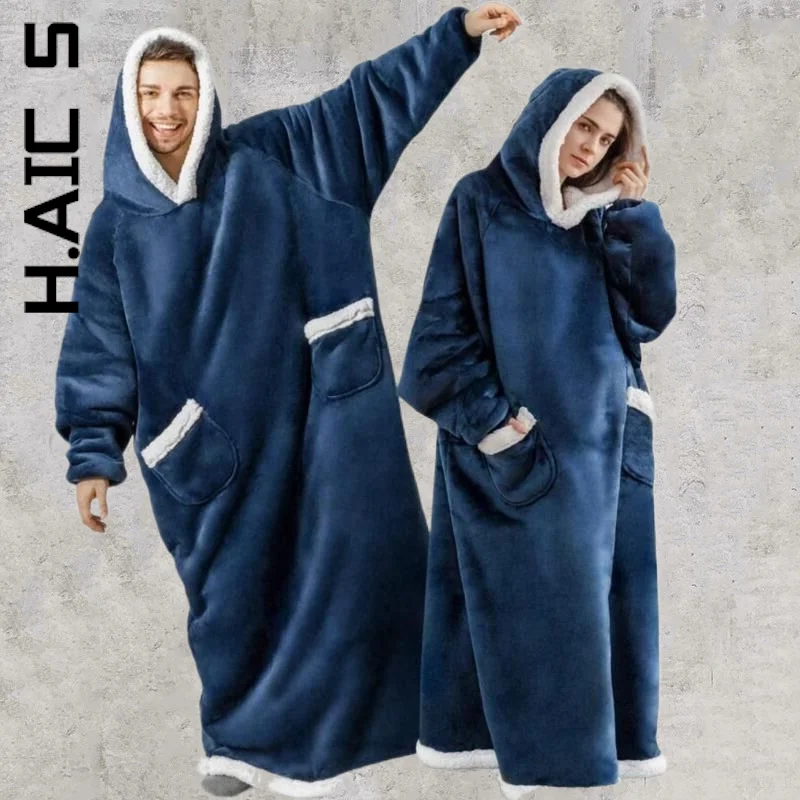 

Зимние толстовки с капюшоном H. Аикс, свитшот, очень длинное фланелевое одеяло с рукавами, женский и мужской пуловер, флисовое огромное ТВ-од...