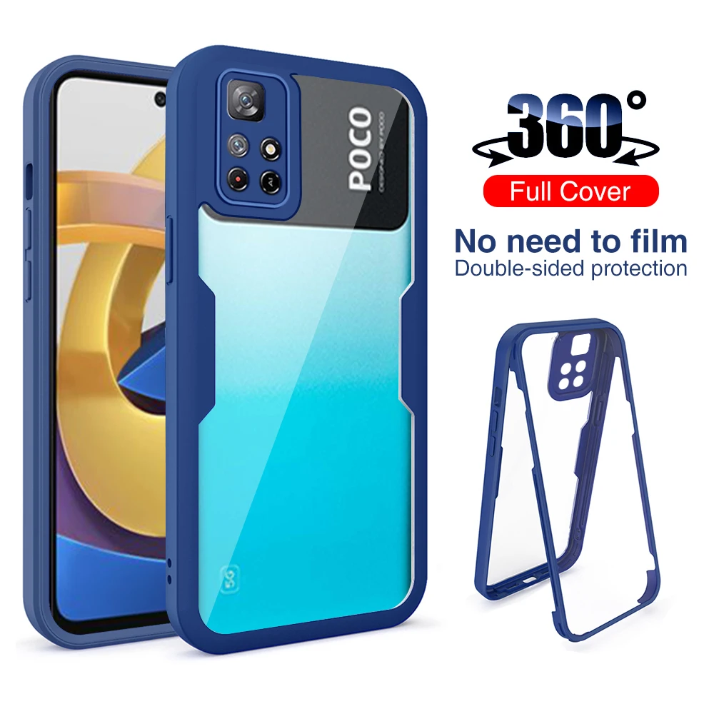

360° Full Protect Shell Cover For Xiaomi Poco M4 Pro 5G NFC Case TPU+PC Double-Sided Shockproof Coque On Poko Pocco Little M4Pro