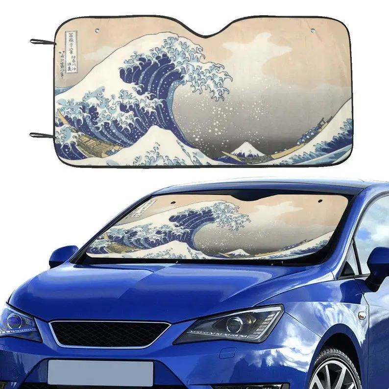 

The Great Wave off Kanagawa Auto Sun Shade (One Piece or Two), Katsushika Hokusai Famous Art