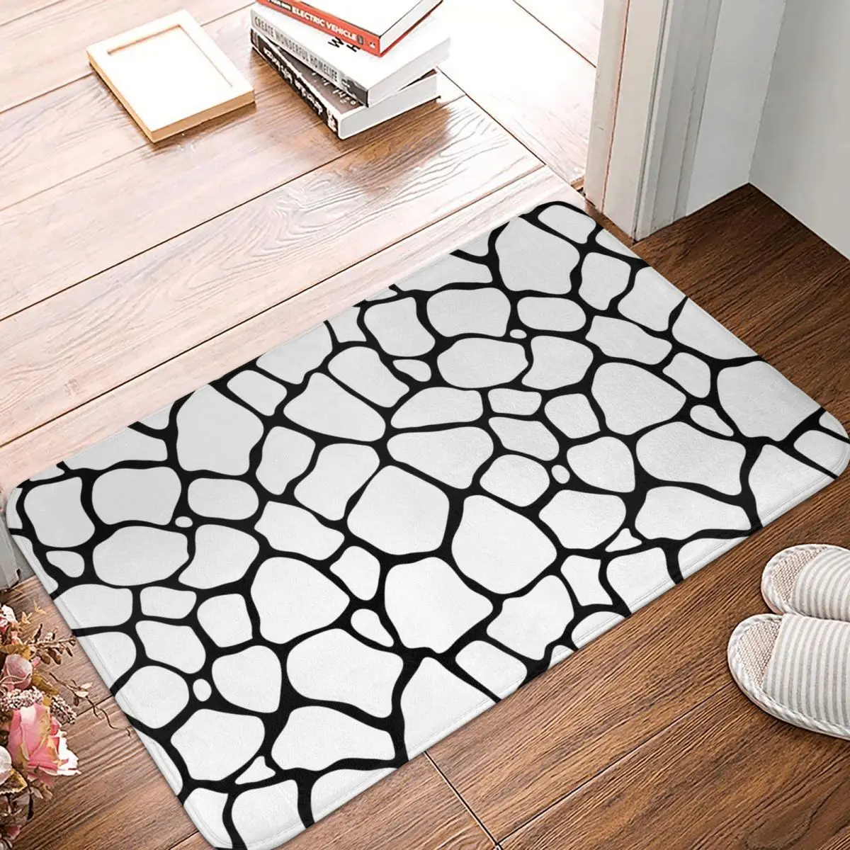 

Нескользящий напольный коврик из кожи с изображением животных, кухонный коврик, большой черный и белый напольный ковер со слоном, декоратив...