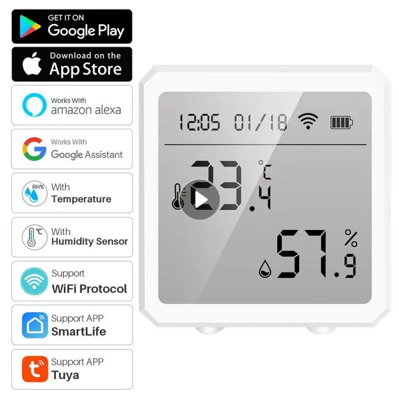 

Tuya WIFI Temperature Humidity Sensor Indoor Hygrometer Thermometer Detector Smart Life Remote Control Support Alexa Google Home