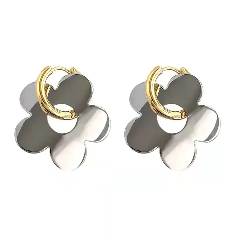 Flower Earrings Europe And The United States INS Wind Advanced Sense Of Niche Design Metal Color Earrings Simple Versatile Earri