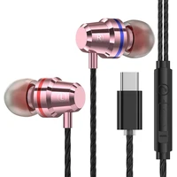 type c wired earphone universal in ear noise reduction headset stereo music sports earbuds with mic for xiaomi samsung headphone