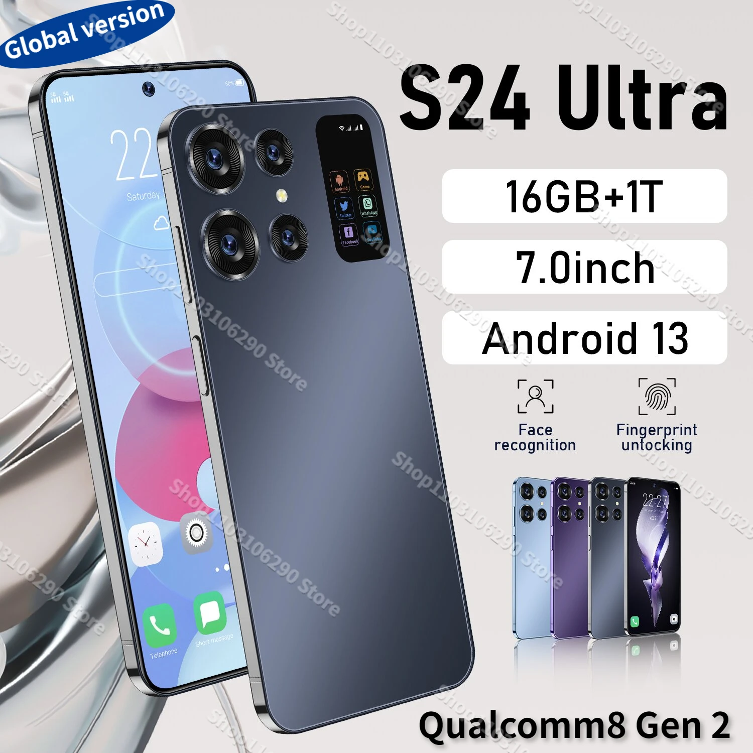 

Смартфон S24 Ultra, 7,0 дюйма, 16 ГБ + 1 ТБ, две Sim-карты, Android 7000, мАч, 72 МП