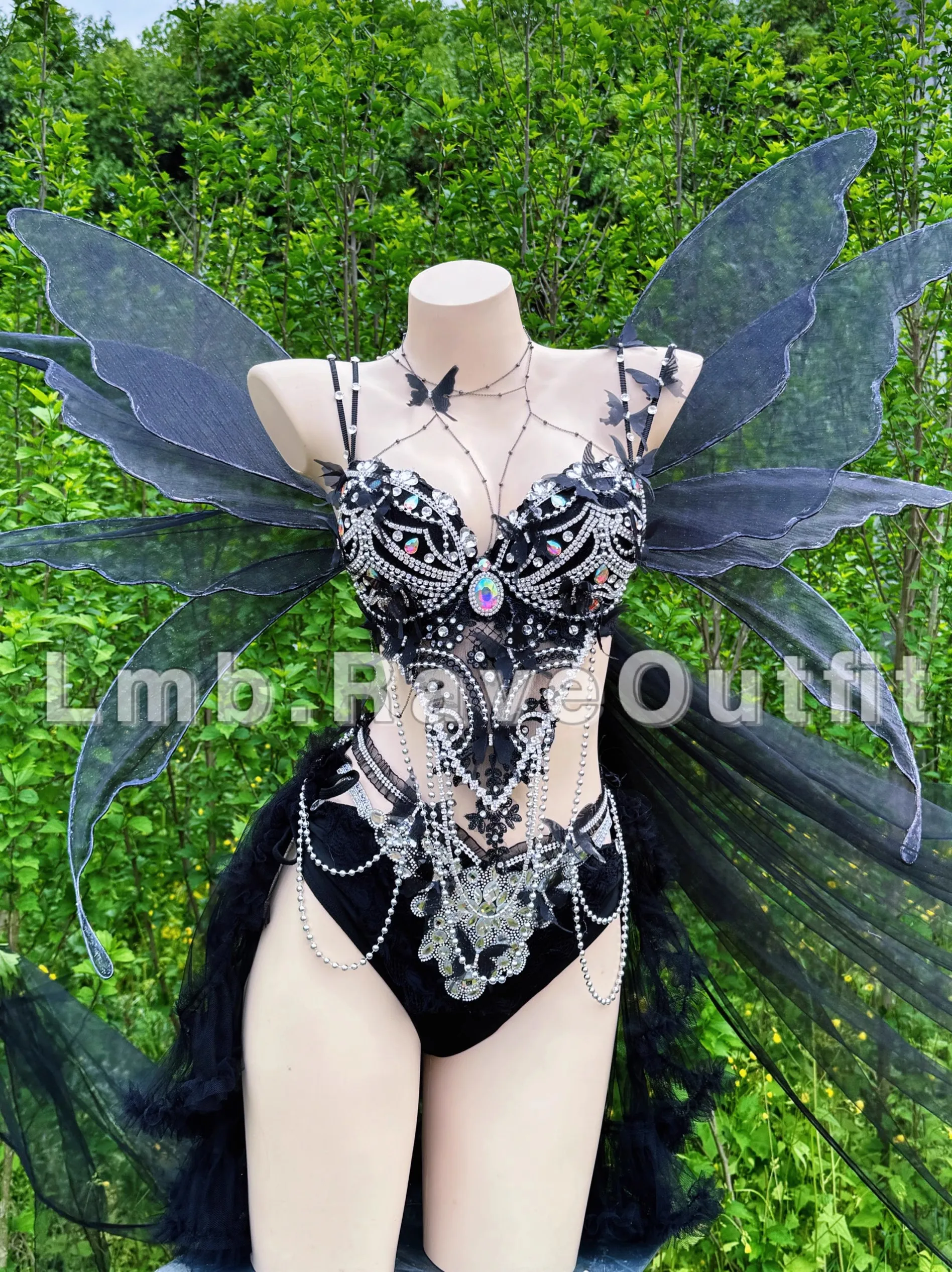 Сексуальная одежда для выступления женский черный блестящий бикини с