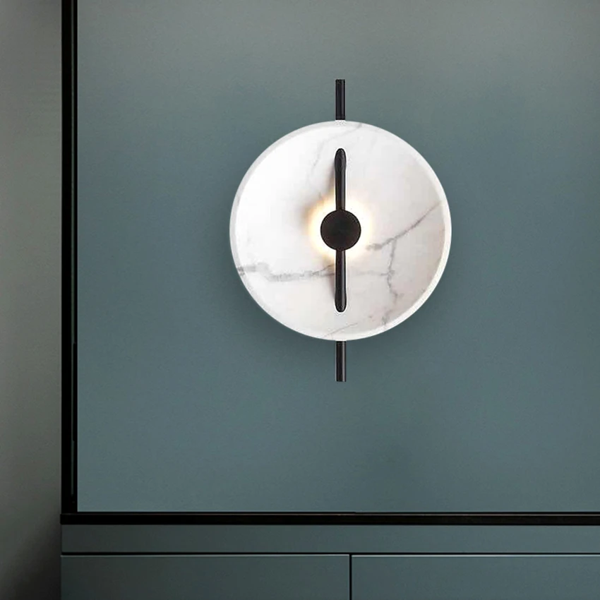 

Современный минималистичный круглый светодиодный настенный светильник из имитации мрамора, лампа для лофта, ресторана, гостиной, коридора,...