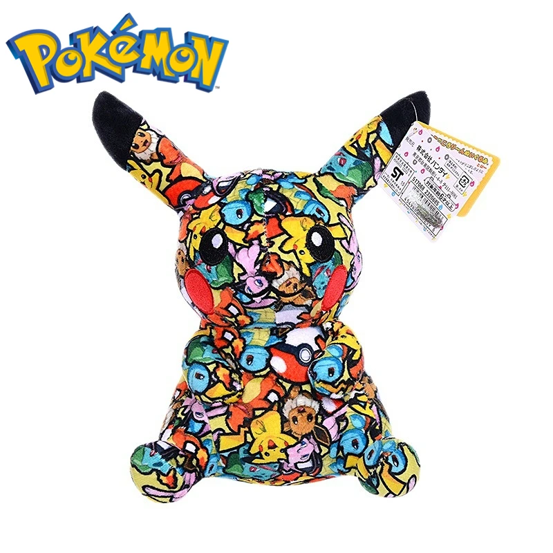 

Покемон аниме периферийный INS Пикачу граффити плюшевая кукла 20 см японский мультфильм крутая черная Пикачу Кукла праздник Рождественский подарок