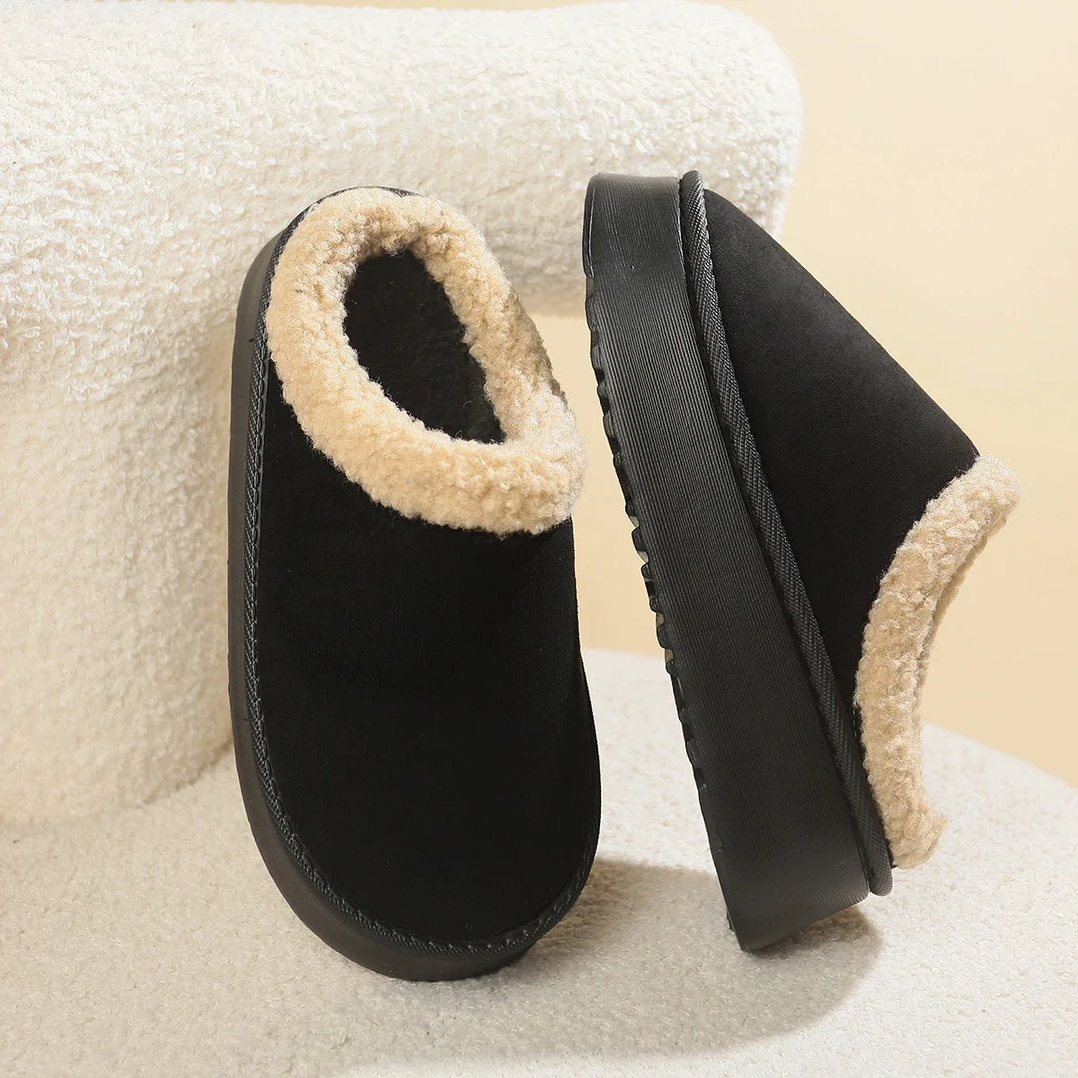 Женские Зимние Замшевые Ботильоны С Плюшевой Подкладкой Ботинки Без Шнуровки