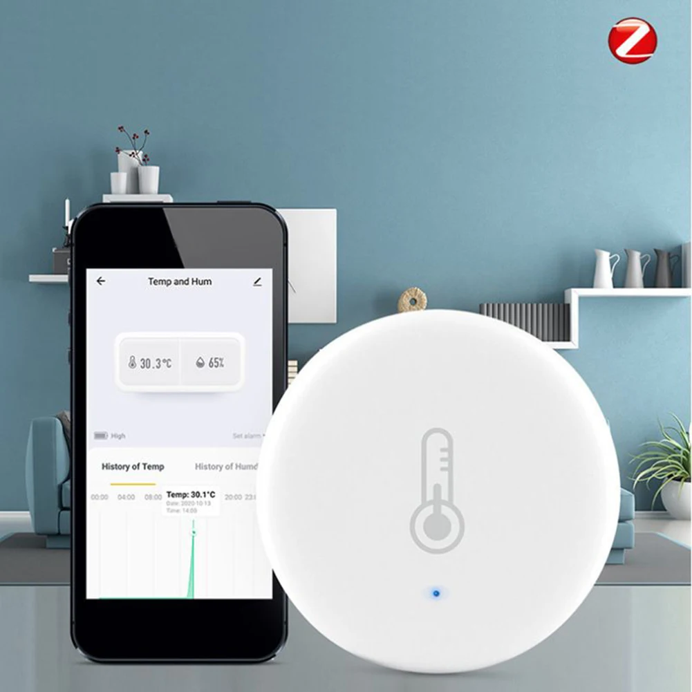

Mini Portable Wireless Temperature And Humidity Sensor Remote Monitor By Smart Life APP Battery Powered Work