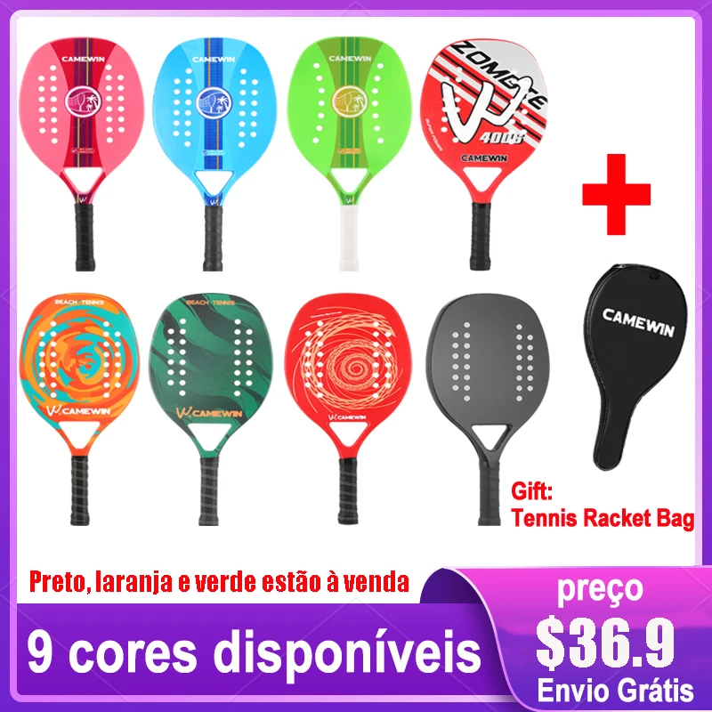 Full Carbon Beach Tennis Racket CAMEWIN Professional Soft EVA Face Beach Tennis Racquet Padel Rackets Adult Unisex