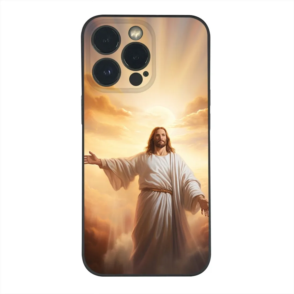 Чехол для телефона F-Faith Christian Jesus Cool iPhone 15 14 13 12 11 Pro Xs Max Mini XR X 7 8 Plus черный матовый