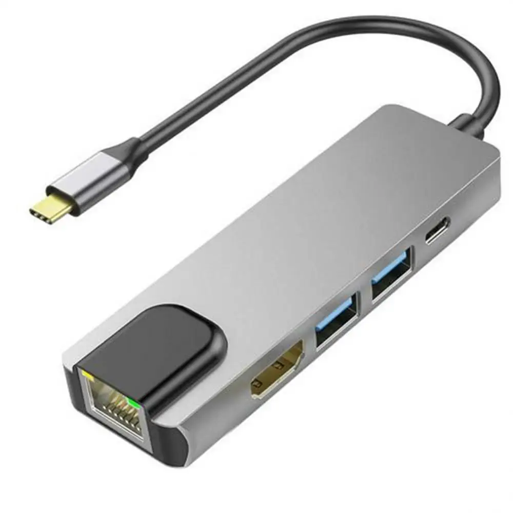 

Five in one Type-C To HDMI Adapter 4K Thunderbolt USB C Hub with Hub 3.0 2.0 TF SD Reader Slot PD for MacBookPro Air Splitter