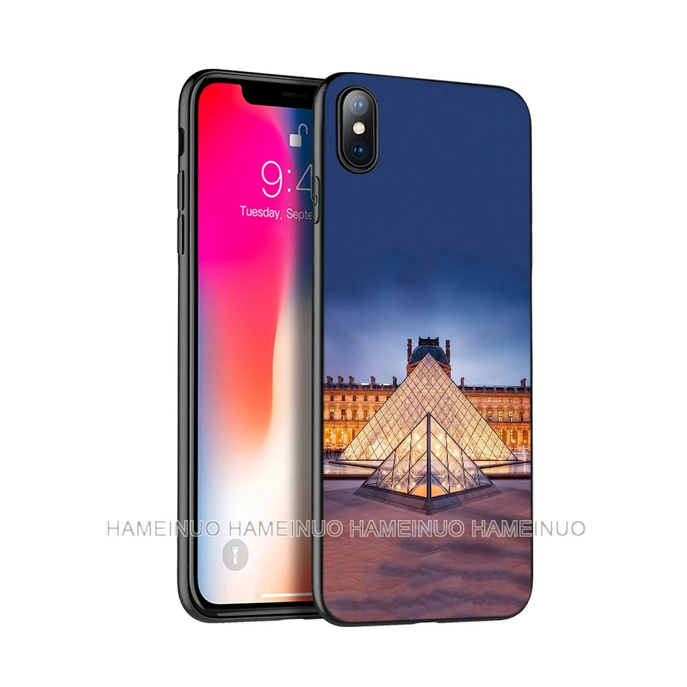 

Black tpu case for iphone 5 5s SE 2020 6 6s 7 8 plus X 10 XR XS 11 pro MAX silicon cover Paris France Tower Louvre