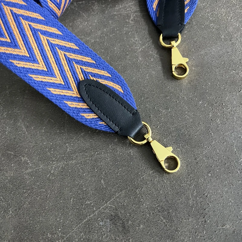 Kelly Buckle Wax Thread Belt Wide Shoulder Belt Woven Bag Belt Single Shoulder Messenger Bag With Round Dot Blue Narrow