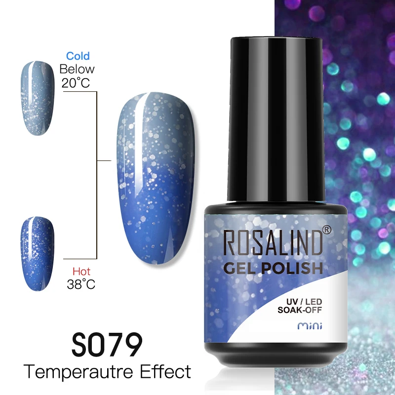 

Rosalind Temperature Change Nail Gel Polish Varnish Resin Acrylic Nail Art Gel For Manicure Semi Permanent BaseTop Coat UV Lamp