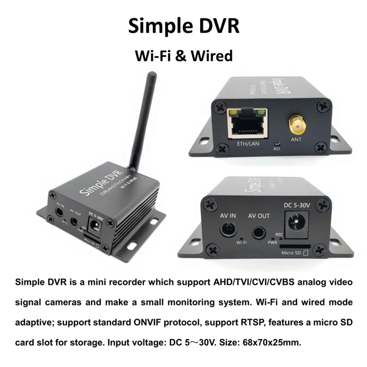 Фото Новый мини-видеорегистратор Wi-Fi 1CH 1080P 2MP для камер AHD CVI TVI CVBS / Система видеонаблюдения P2P Cloud DVR №2