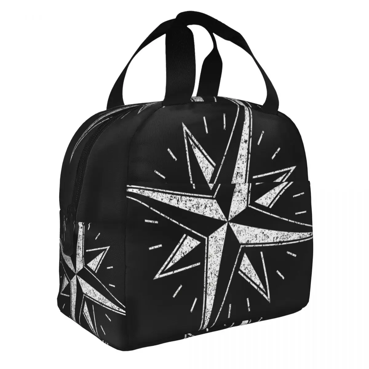 Distressed Compass Nautical Star Lunch Bento Bags Portable Aluminum Foil thickened Thermal Cloth Lunch Bag for Women Men Boy