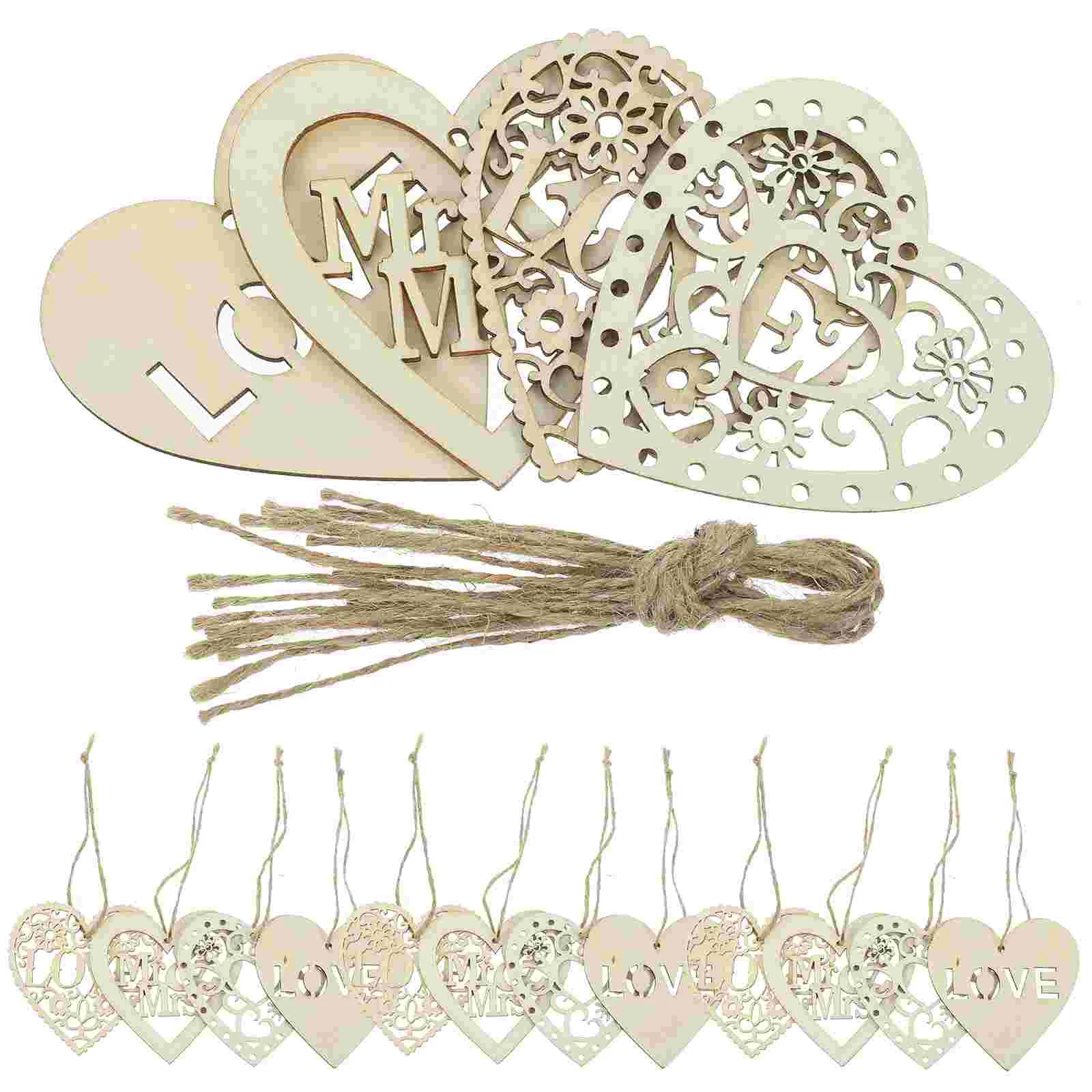 

Valentine's Day Ornaments Wooden Hearts DIY Supplies Slices For Centerpieces Crafts Chip Blank Christmas Decor