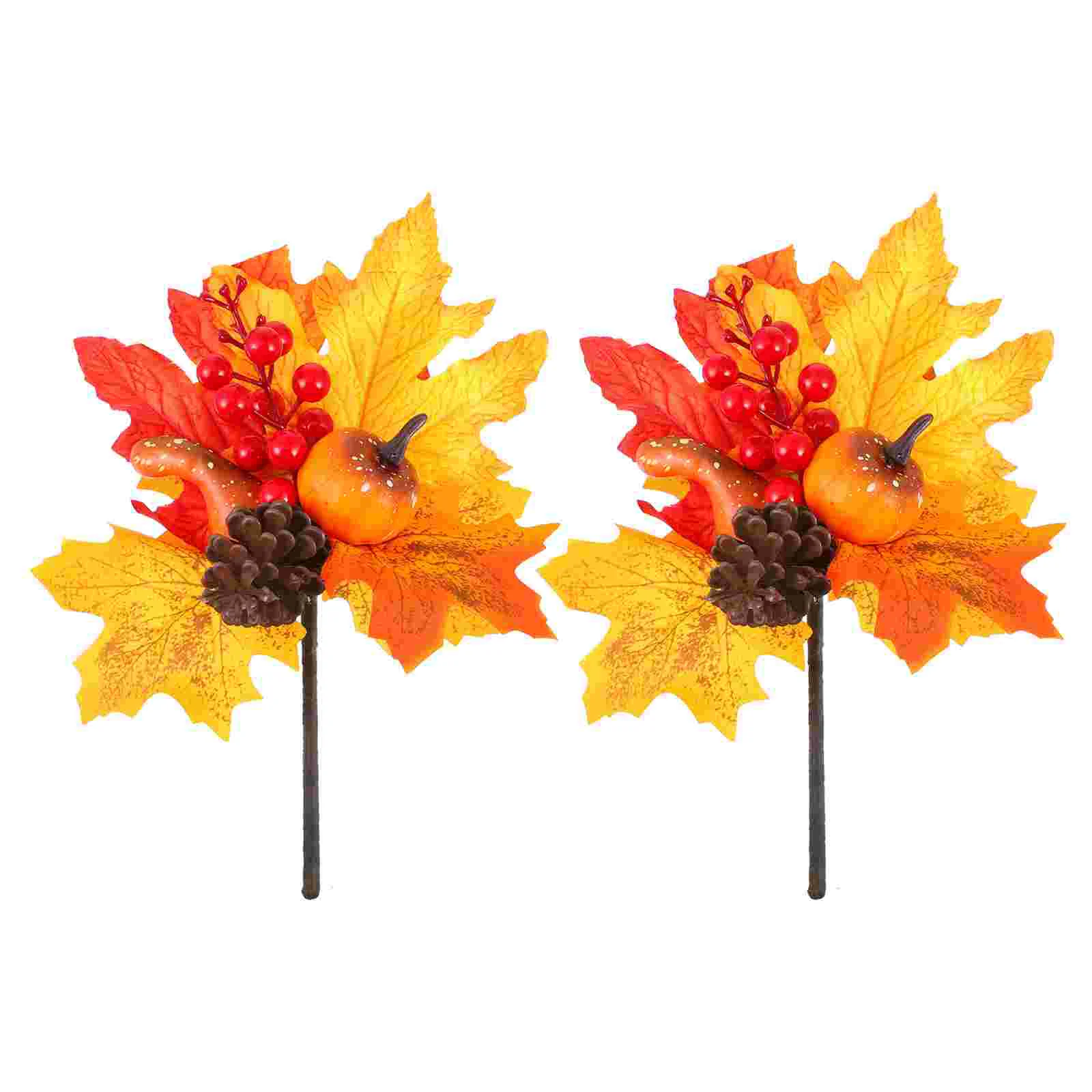 

Leaves Maple Stem Pick Pumpkin Thanksgiving Artificial Fall Branches Berry Decorationsmini Filler Arrangement Vase Harvest Day