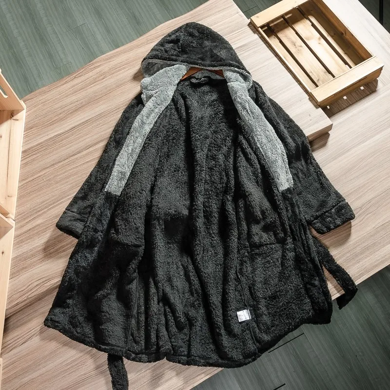 Fall/winter Coral Wool Bathrobes For Men And Women Flannel Thickening Home Wear Sleep Night Robe