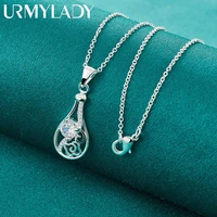 urmylady 925 sterling silver vase aaa zircon pendant 16 30 inch necklace for women wedding engagement fashion charm jewelry