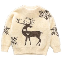 autumn winter girls mink fleece sweater kids cartoon deer pullover toddler childrens knitted sweaters for girls 2022