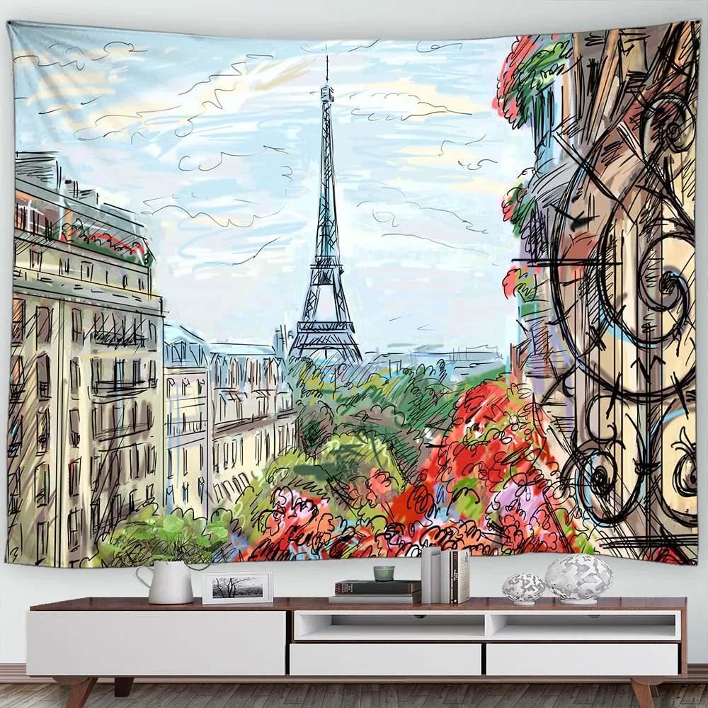Эйфелева башня Картина маслом гобелен настенный Декор Париж Городской Пейзаж