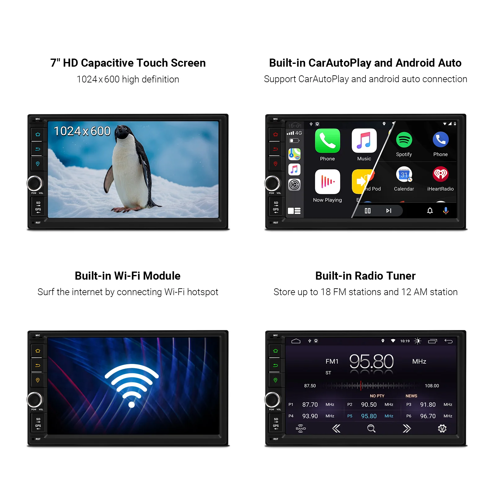 XTRONS 7-дюймовый Android 12 Универсальный 2 Din автомобильный DVD Радио стерео плеер