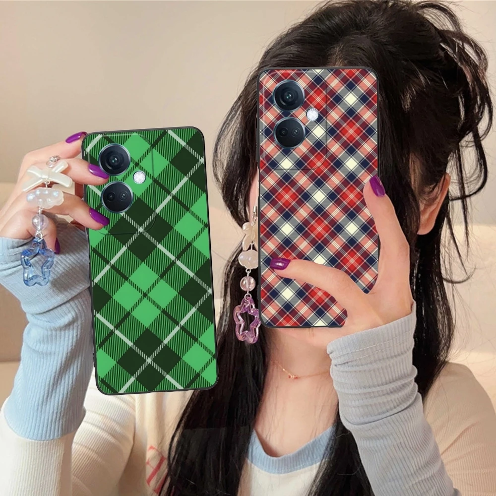 Lattice Grid Texture Mobile Cell Phone Case for OPPO Find X5 X3 X2 A93 Reno 8 7 Pro A74 A72 A53 Black Soft Cover Shell