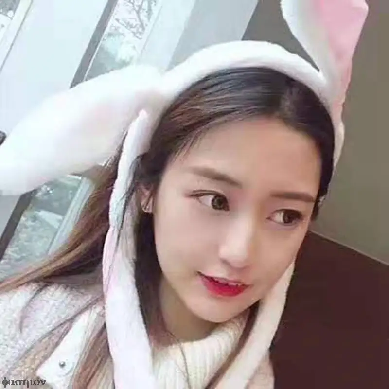 

Women's Movable Bunny Ears Hats For Girls Skullies Beanies Winter Plush Warm Rabbit Hat With Earflaps Balaclava With Ears