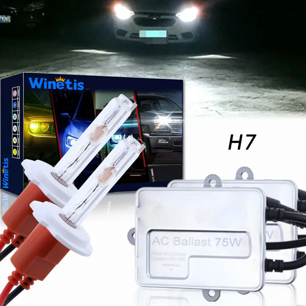 

75W H7 Hid Headlight Bulbs Lamps Low Beam 6000K Super White Replace Halogen