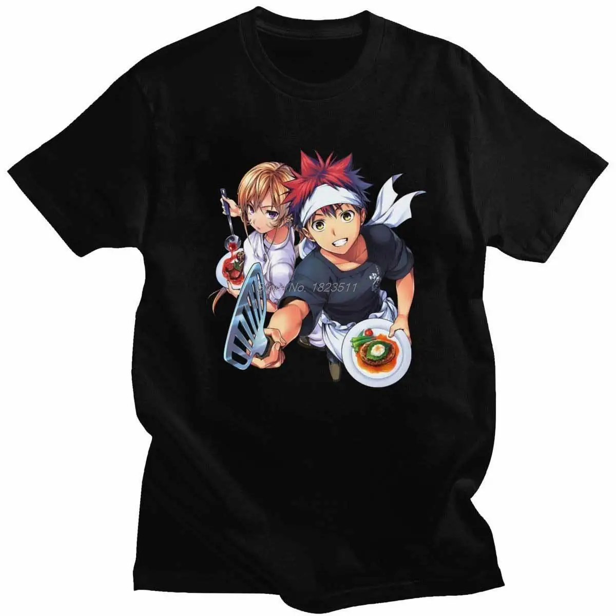 

Уникальная мужская футболка Shokugeki No Soma, хлопковая Футболка с круглым вырезом, мужские футболки с японским аниме, манга, уличная одежда в стил...