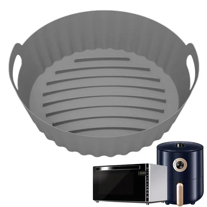 

Силиконовая корзина для фритюрницы, многоразовая легко моющаяся кастрюля для выпечки, сковорода для гриля с ручками, антипригарная подкладка для фритюрницы, кухонные принадлежности